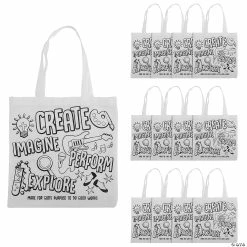 New 🤩 12" x 12" Medium Color Your Own Studio VBS Tote Bags - 12 Pc. 💯