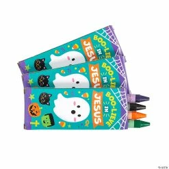 Budget ⌛ 4-Color Religious 🦇 Halloween Crayons – 24 Boxes 🎁