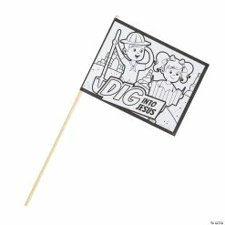 Discount ⌛ Color Your Own Dig VBS Flags - 12 Pc. ⌛