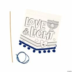Discount 😀 Color Your Own Hanukkah Banners with Pom-Pom Trim - 12 Pc. ⌛