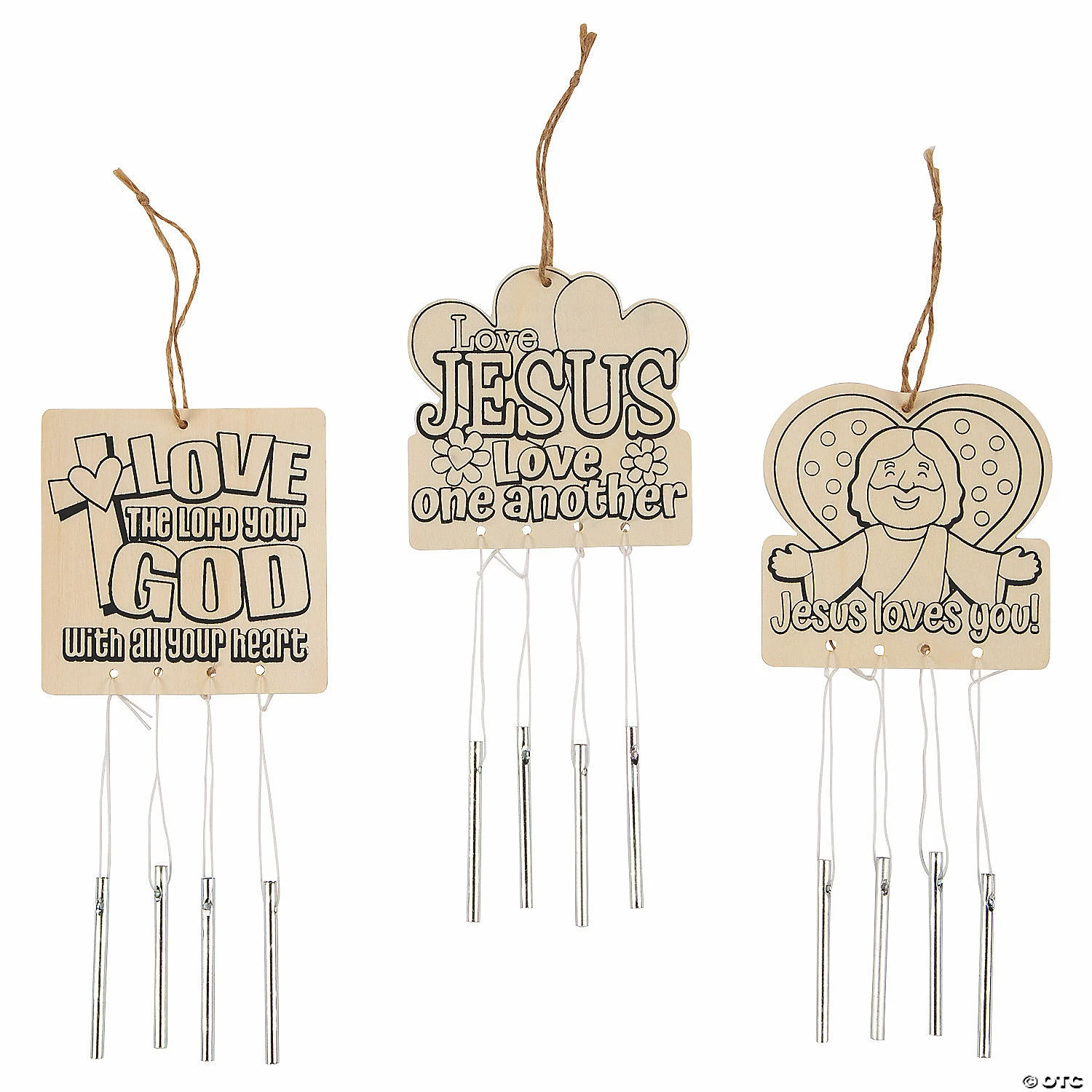 Wholesale π Color Your Own Jesus Loves You Wind Chimes - 12 Pc. π - Image 2