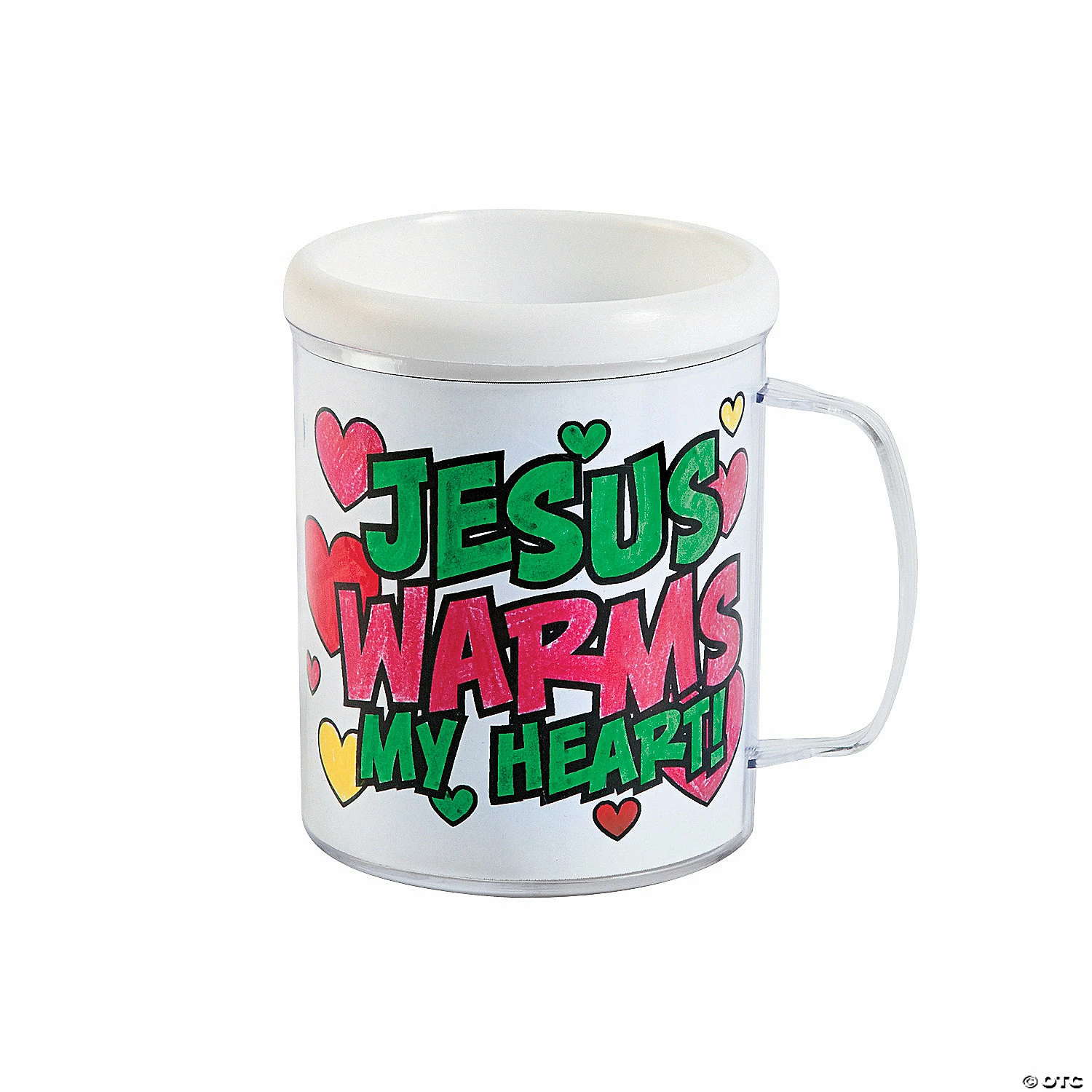 New π₯ Color Your Own Jesus Warms the Heart Plastic Mugs - 12 Pc. π