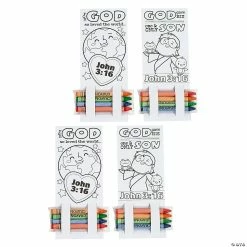 Best deal 😉 Color Your Own John 3:16 Card with Crayons Valentine Exchanges for 24 🎁