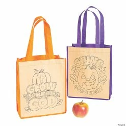 Brand new 😀 Color Your Own Medium Christian Pumpkin 🎃 Halloween Nonwoven Tote Bags - 12 Pc. 🥰