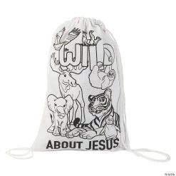 Buy 🎉 Color Your Own Medium Wild Encounters VBS Canvas Drawstring Bags - 12 Pc. 🥰