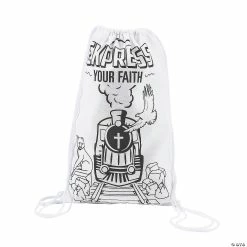 Buy ❤️ Color Your Own Railroad VBS Medium Drawstring Bags - 12 Pc. 🎉