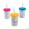Budget 😉 Color Your Own Religious Cups with Lids & Straws - 12 Pc. 🧨
