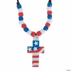 Best Sale 🤩 Cross with American Flag Necklace Craft Kit - Makes 12 ✨