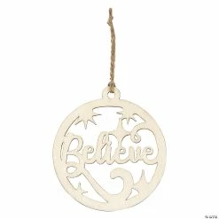 Best Pirce 🎁 DIY Unfinished Wood Believe Ornaments - 12 Pc. 😍