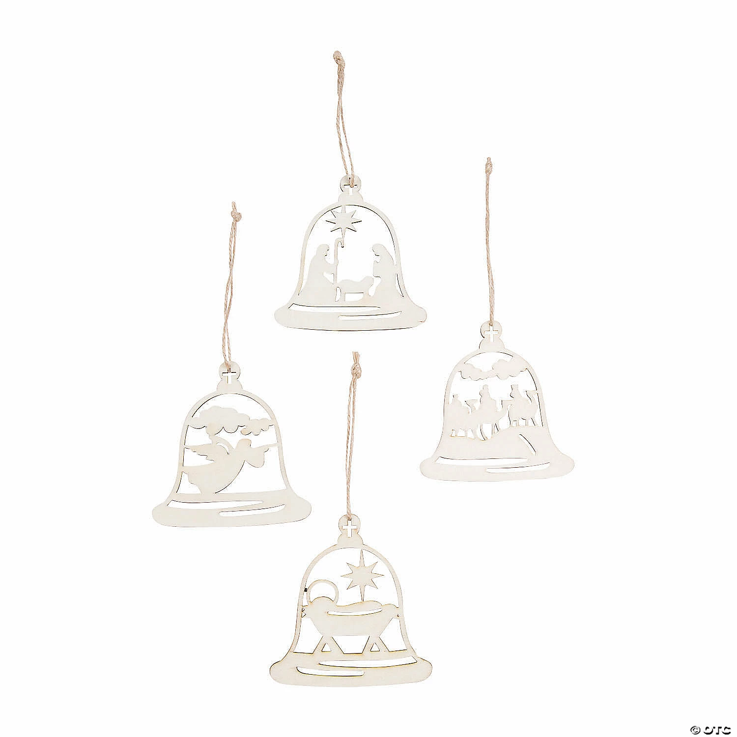 Promo π DIY Unfinished Wood Nativity Bell Ornaments - 12 Pc. π