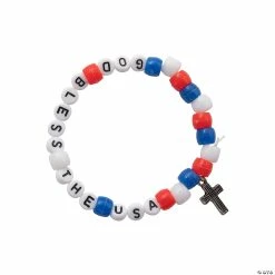 Coupon ⭐ Religious Patriotic Beaded Bracelet Craft Kit - Makes 12 🔥