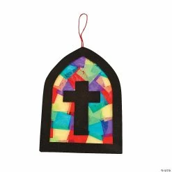 Hot Sale 👏 Tissue Paper Cross Stained Glass Window Craft Kit- Makes 12 🎁